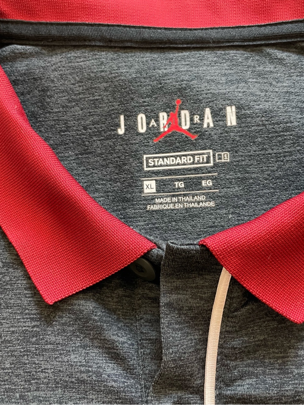 Jordan Men’s Charcoal Polo with Red Collar and Logo University of Oklahoma  OU - Picture 2 of 5
